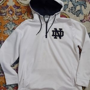 Mens Notre Dame White Quarter-Zip Hoodie